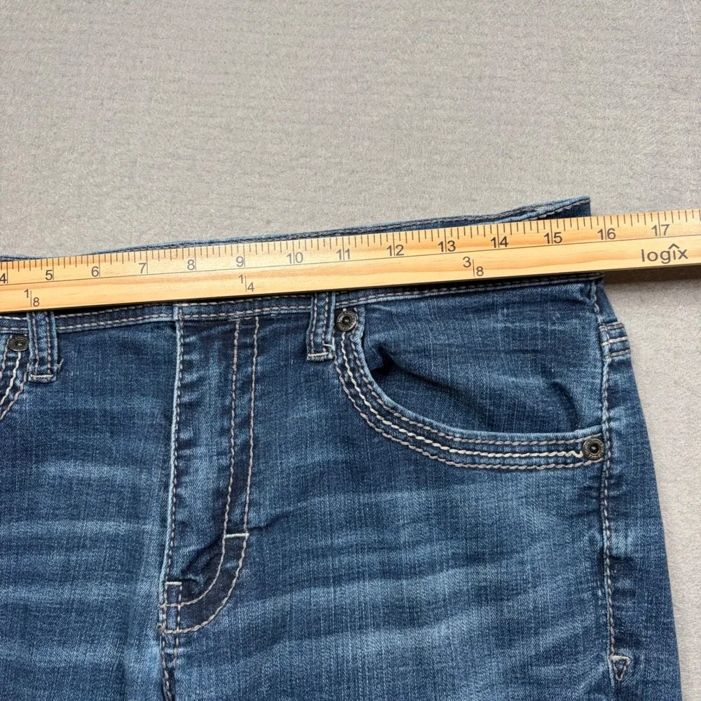 BKE Aiden Straight Leg Mens Jeans 33R Medium Wash Contrast‎ Stitch Denim